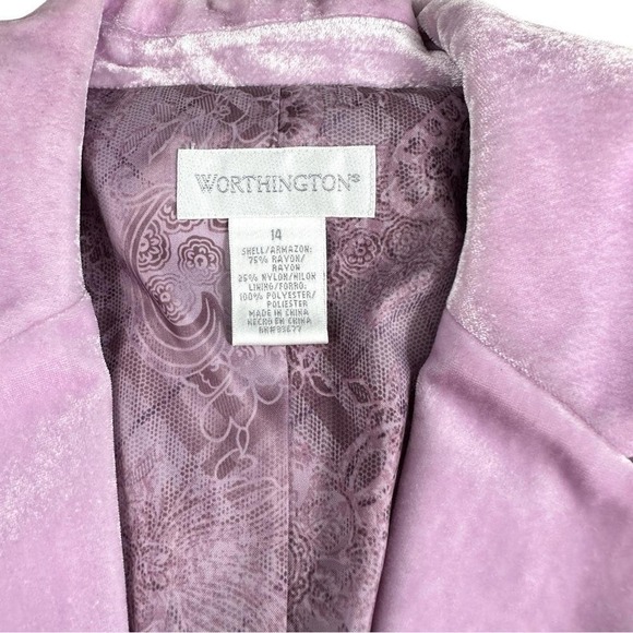 VTG Lavender Velour Tailored Blazer Size 14 Romantic Officecore Soft Glam 90's - Picture 4 of 9